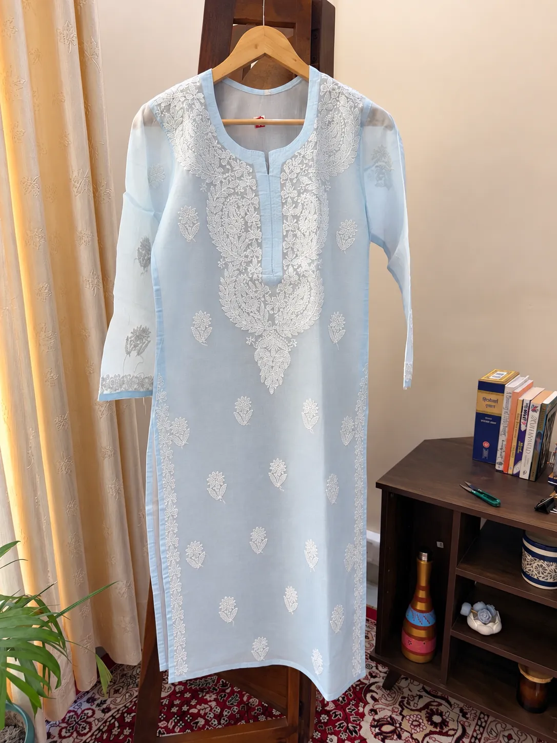 501 | Sky Blue Cotton Chikankari Kurta