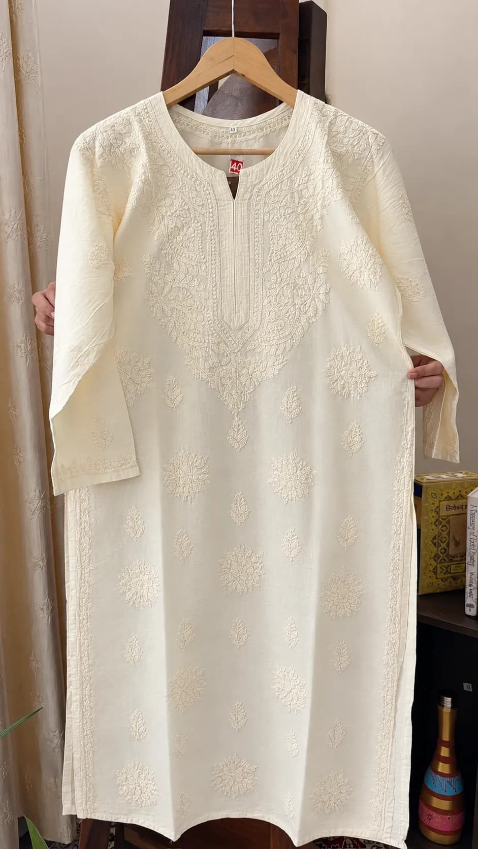 502 | Pastel Yellow Chanderi Silk Chikankari Kurta