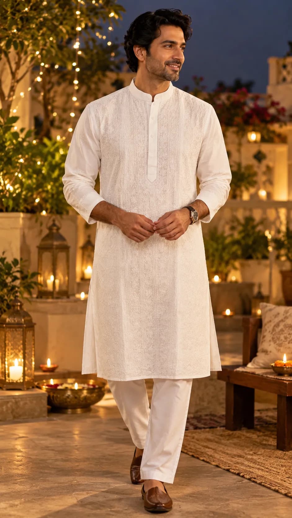 506 | Men's Stitched Cotton Chikankari Full Work Kurta, view 1